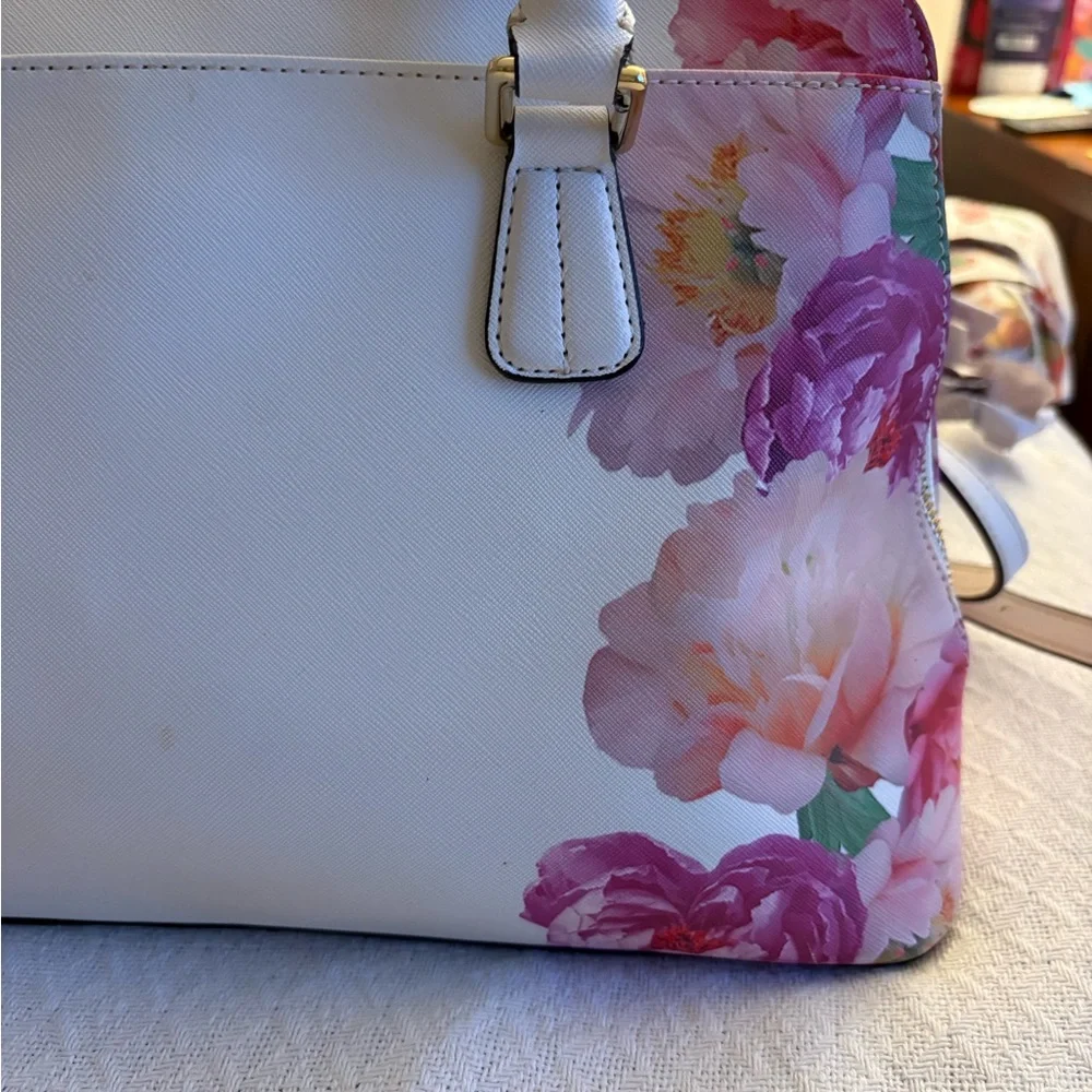 Calvin Klein Collection White and Pink Floral Satchel - Picture 7 of 16